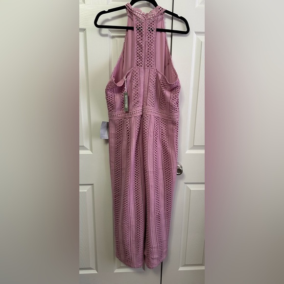 Chelsea28 Mauve Lace Halter Jumpsuit - Picture 3 of 6